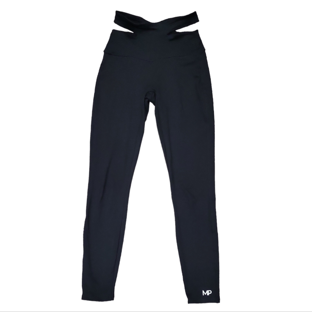 Bombshell Sportswear Black Strappy Waist Leggings Size Small